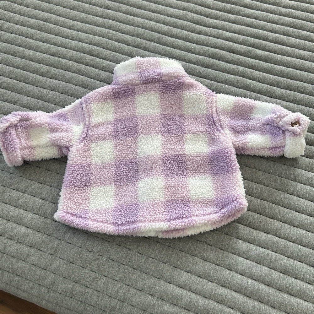 Carter’s Just For You 3 piece Sherpa Jacket Outfit Set with Brown Buttons 3M - Picture 4 of 15